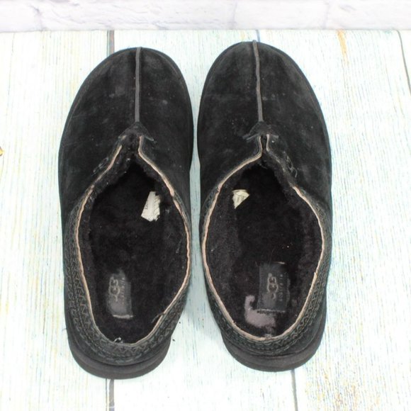 UGG Australia Tasman Black Suede Slip On Shearling Lined Slippers Size 12 - Picture 7 of 10